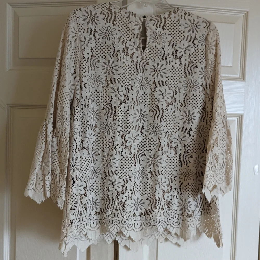 ENTRO Boho M Lace Top Flared Sleeves Corset Neckline Coquette